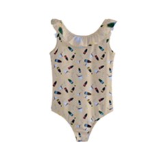 Festive Champagne Kids  Frill Swimsuit by SychEva