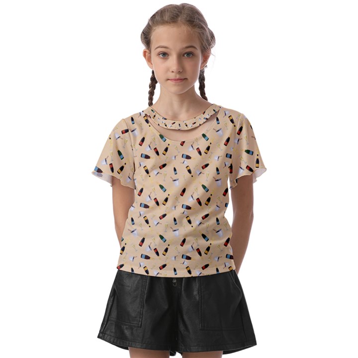 Festive Champagne Kids  Front Cut Tee