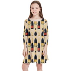 Champagne For The Holiday Kids  Quarter Sleeve Skater Dress by SychEva