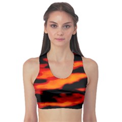 Red  Waves Abstract Series No13 Sports Bra by DimitriosArt