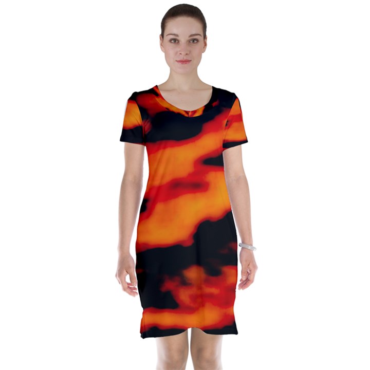 Red  Waves Abstract Series No13 Short Sleeve Nightdress