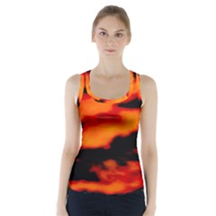 Red  Waves Abstract Series No13 Racer Back Sports Top by DimitriosArt