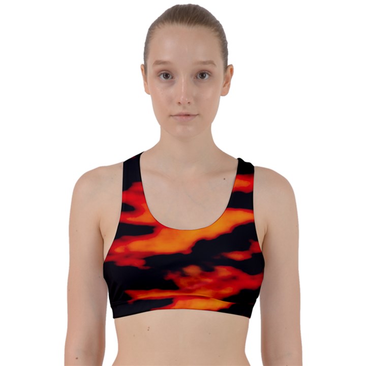 Red  Waves Abstract Series No13 Back Weave Sports Bra