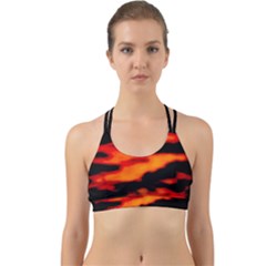 Red  Waves Abstract Series No13 Back Web Sports Bra by DimitriosArt