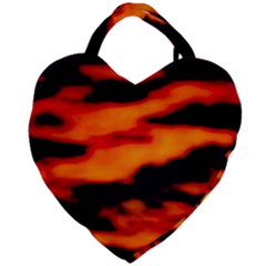 Red  Waves Abstract Series No13 Giant Heart Shaped Tote by DimitriosArt