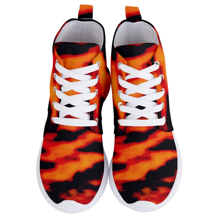 Red  Waves Abstract Series No13 Women s Lightweight High Top Sneakers