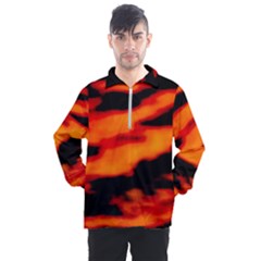 Red  Waves Abstract Series No13 Men s Half Zip Pullover by DimitriosArt