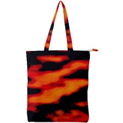 Red  Waves Abstract Series No13 Double Zip Up Tote Bag by DimitriosArt