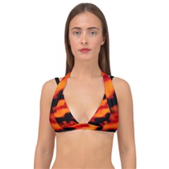 Red  Waves Abstract Series No13 Double Strap Halter Bikini Top by DimitriosArt