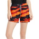 Red  Waves Abstract Series No13 Women s Runner Shorts View1