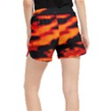 Red  Waves Abstract Series No13 Women s Runner Shorts View2