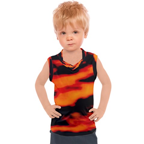 Red  Waves Abstract Series No13 Kids  Sport Tank Top by DimitriosArt