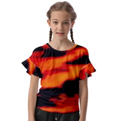 Red  Waves Abstract Series No13 Kids  Cut Out Flutter Sleeves by DimitriosArt