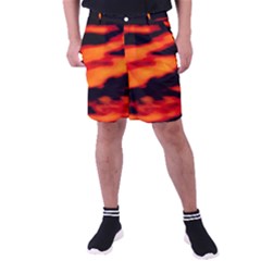 Red  Waves Abstract Series No13 Men s Pocket Shorts