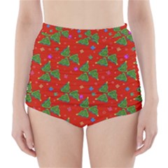 Christmas Trees High-waisted Bikini Bottoms by SychEva