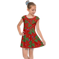 Christmas Trees Kids  Cap Sleeve Dress by SychEva