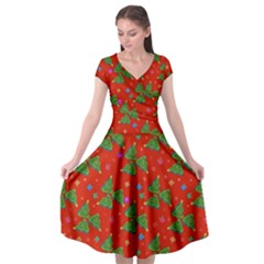 Christmas Trees Cap Sleeve Wrap Front Dress by SychEva