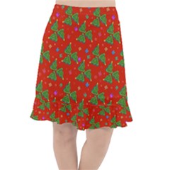 Christmas Trees Fishtail Chiffon Skirt by SychEva