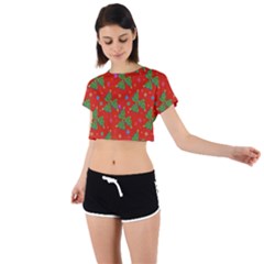 Christmas Trees Tie Back Short Sleeve Crop Tee by SychEva