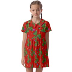 Christmas Trees Kids  Asymmetric Collar Dress by SychEva