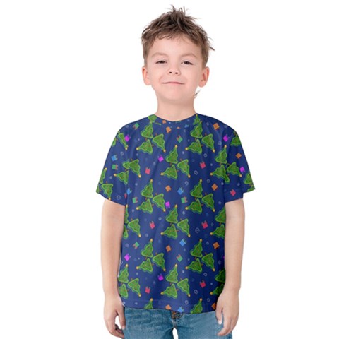 Christmas Trees Kids  Cotton Tee by SychEva