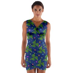 Christmas Trees Wrap Front Bodycon Dress by SychEva