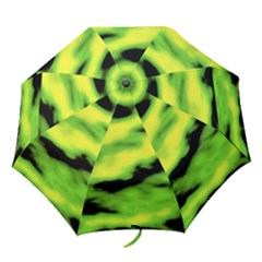 Green  Waves Abstract Series No12 Folding Umbrellas by DimitriosArt