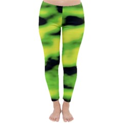 Green  Waves Abstract Series No12 Classic Winter Leggings by DimitriosArt