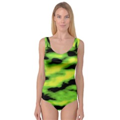 Green  Waves Abstract Series No12 Princess Tank Leotard  by DimitriosArt