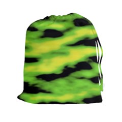 Green  Waves Abstract Series No12 Drawstring Pouch (2xl) by DimitriosArt