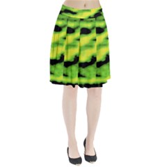 Green  Waves Abstract Series No12 Pleated Skirt by DimitriosArt