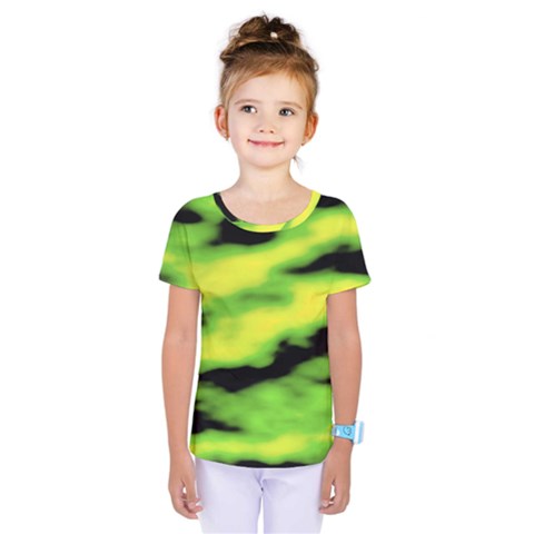 Green  Waves Abstract Series No12 Kids  One Piece Tee by DimitriosArt