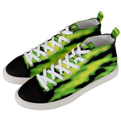 Green  Waves Abstract Series No12 Men s Mid-top Canvas Sneakers by DimitriosArt