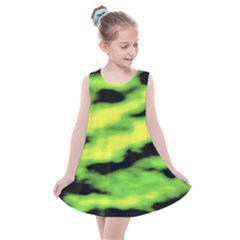 Green  Waves Abstract Series No12 Kids  Summer Dress by DimitriosArt