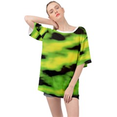 Green  Waves Abstract Series No12 Oversized Chiffon Top by DimitriosArt