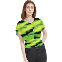 Green  Waves Abstract Series No12 Butterfly Chiffon Blouse