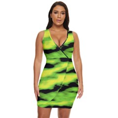 Green  Waves Abstract Series No12 Draped Bodycon Dress