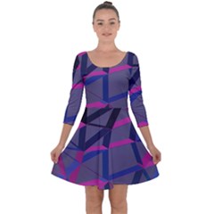 3d Lovely Geo Lines Quarter Sleeve Skater Dress by Uniqued