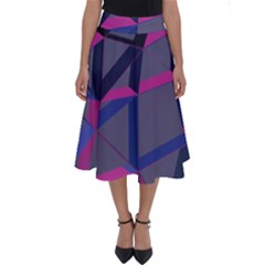 3d Lovely Geo Lines Perfect Length Midi Skirt