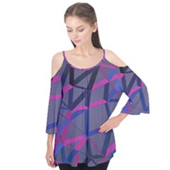 3d Lovely Geo Lines Flutter Sleeve Tee 