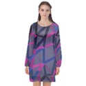 3d Lovely Geo Lines Long Sleeve Chiffon Shift Dress  View1