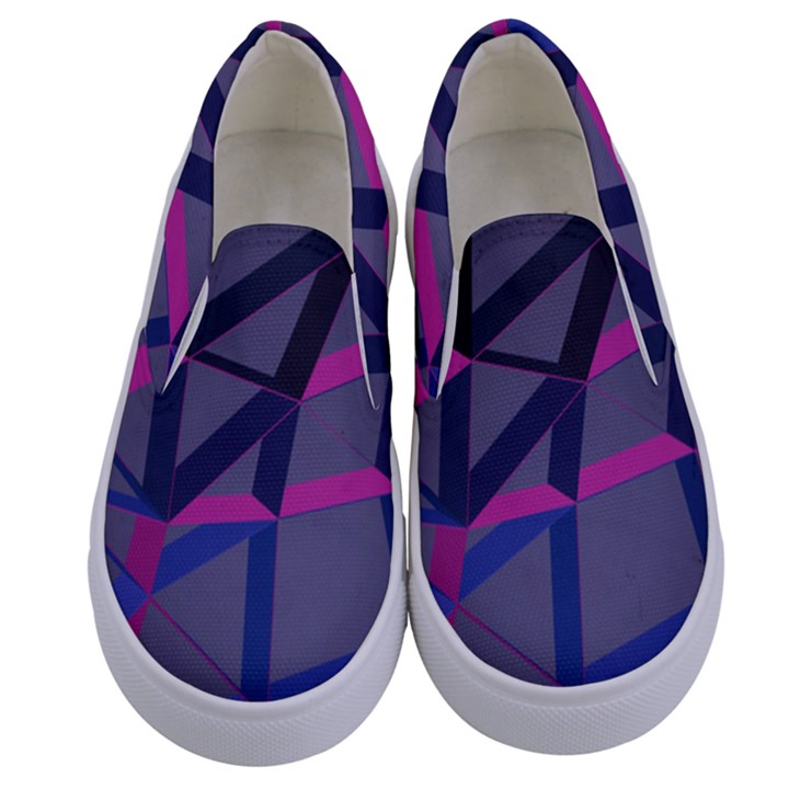 3d Lovely Geo Lines Kids  Canvas Slip Ons