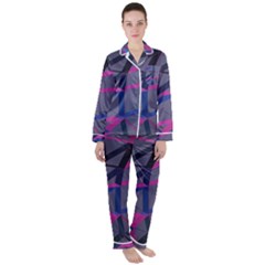 3d Lovely Geo Lines Satin Long Sleeve Pajamas Set by Uniqued