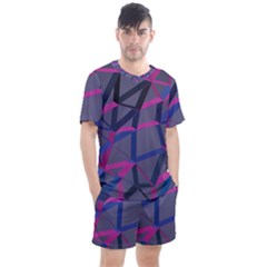 3d Lovely Geo Lines Men s Mesh Tee And Shorts Set