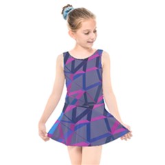 3d Lovely Geo Lines Kids  Skater Dress Swimsuit by Uniqued