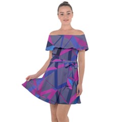 3d Lovely Geo Lines Off Shoulder Velour Dress by Uniqued