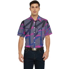 3d Lovely Geo Lines Men s Short Sleeve Pocket Shirt  by Uniqued