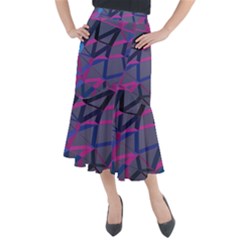 3d Lovely Geo Lines Midi Mermaid Skirt by Uniqued