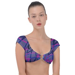 3d Lovely Geo Lines Cap Sleeve Ring Bikini Top by Uniqued