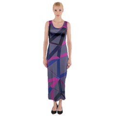 3d Lovely Geo Lines Fitted Maxi Dress by Uniqued